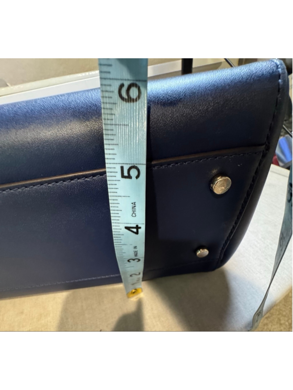 Women's Kate Spade Navy Blue Leather Tote Bag - Picture 11 of 12